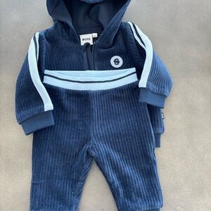 Hugo Boss Navy Blue and Light Blue Corduroy Baby Matching Set